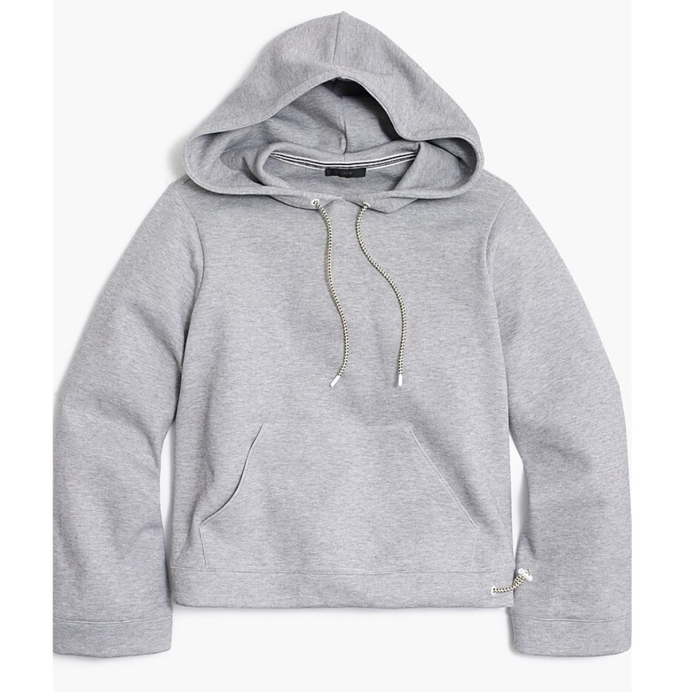 J.Crew Women's Gray Grey Cropped Hoodie Wide Boxy Relaxed Fit Oversized Size XS